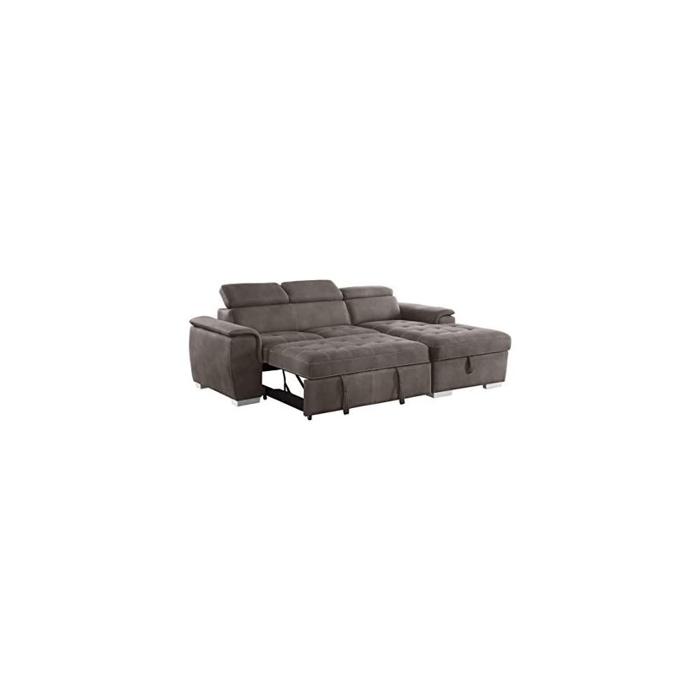 Homelegance Ferriday 98" x 66" Sectional Sleeper with Storage, Taupe
