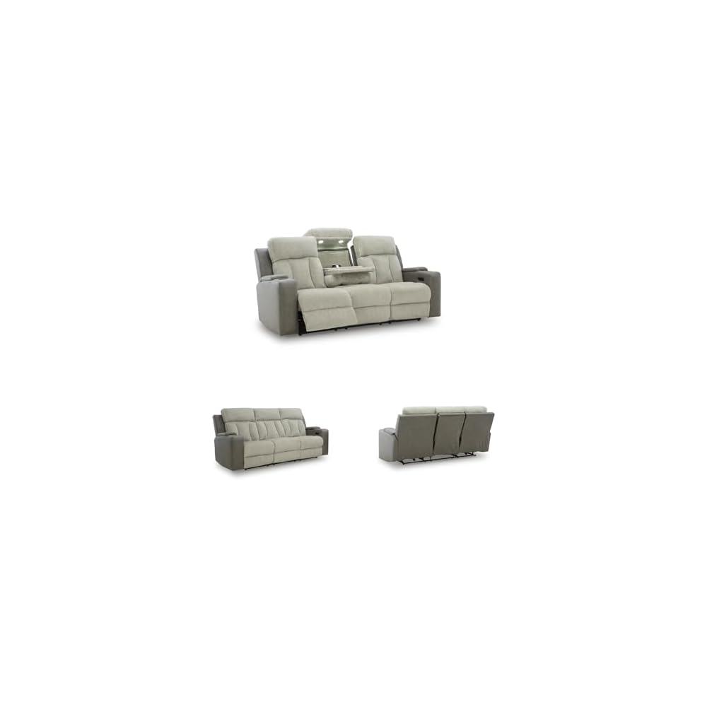 Signature Design by Ashley Power Reclining Sofa with Heat and Massage