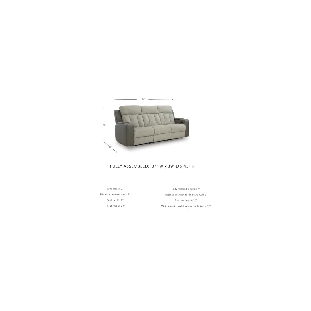 Signature Design by Ashley Power Reclining Sofa with Heat and Massage