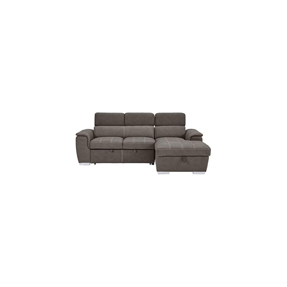 Homelegance Ferriday 98" x 66" Sectional Sleeper with Storage, Taupe
