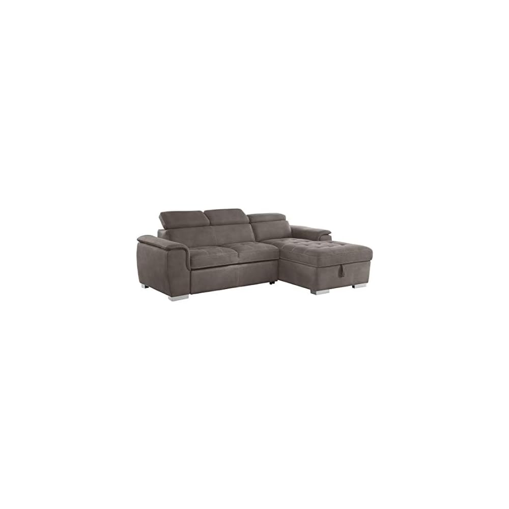 Homelegance Ferriday 98" x 66" Sectional Sleeper with Storage, Taupe