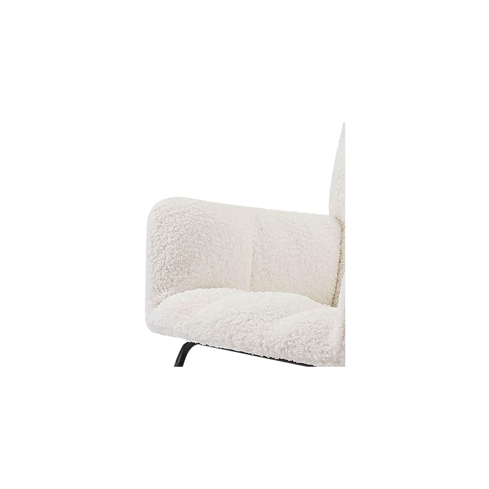 Modern Rocking Chair with High Backrest Armrests Ergonomic Design Lounge Recliner Chair for Living Room Bedroom Playroom Beige with Soft Seat