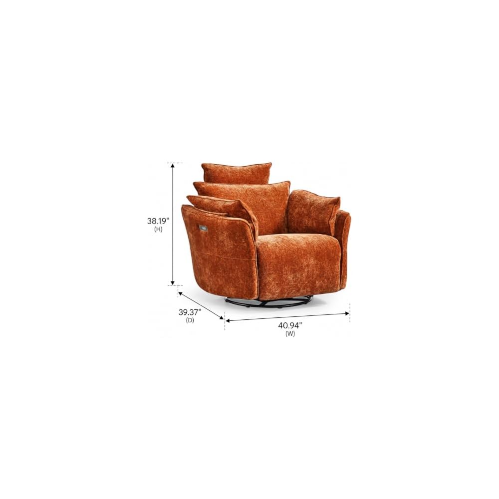 Single Lounge Sofa Chair, Rust Orange Accent Chair for Living Room