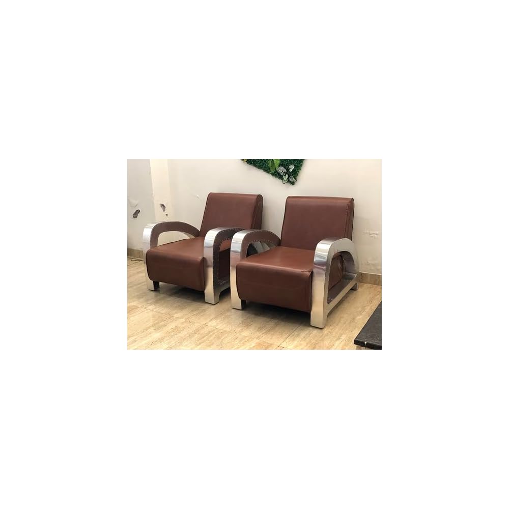 ARTIZANSTORE Aviator Aluminium Tomcat Chair Home and Office Vintage Decor (Set of 2)