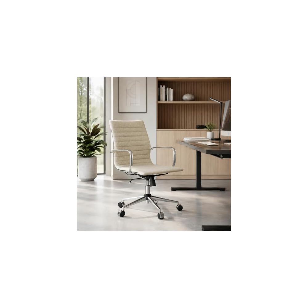 Office Chair, Ergonomic Desk Chair, Computer Chair with Armrests for Home Office，Cotton and Linen，Khaki