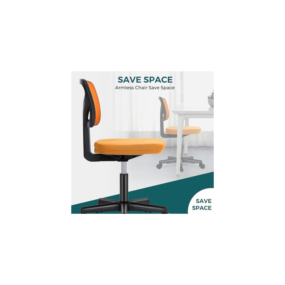 Ergonomic Stool Modern Home Office Desk Chairs Comfy Computer Study Chair for Living Room, Vanity (Orange)