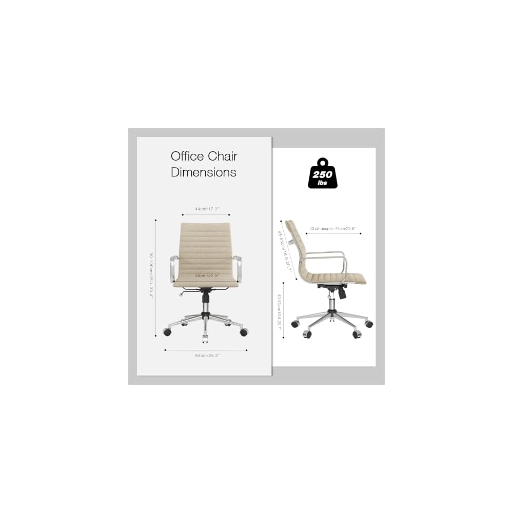 Office Chair, Ergonomic Desk Chair, Computer Chair with Armrests for Home Office，Cotton and Linen，Khaki