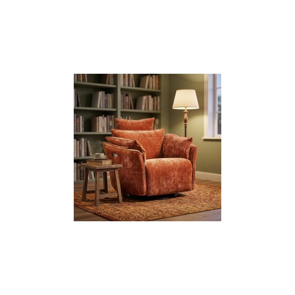 Single Lounge Sofa Chair, Rust Orange Accent Chair for Living Room