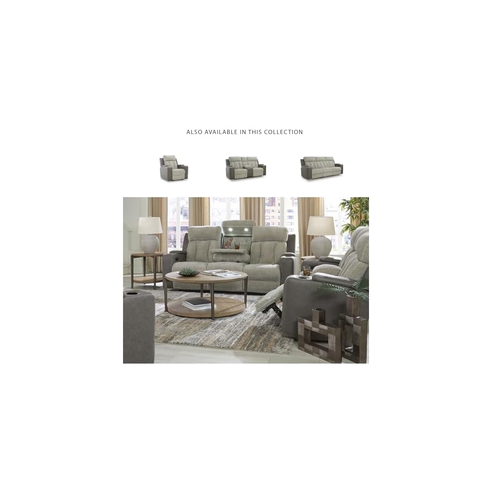 Signature Design by Ashley Power Reclining Sofa with Heat and Massage