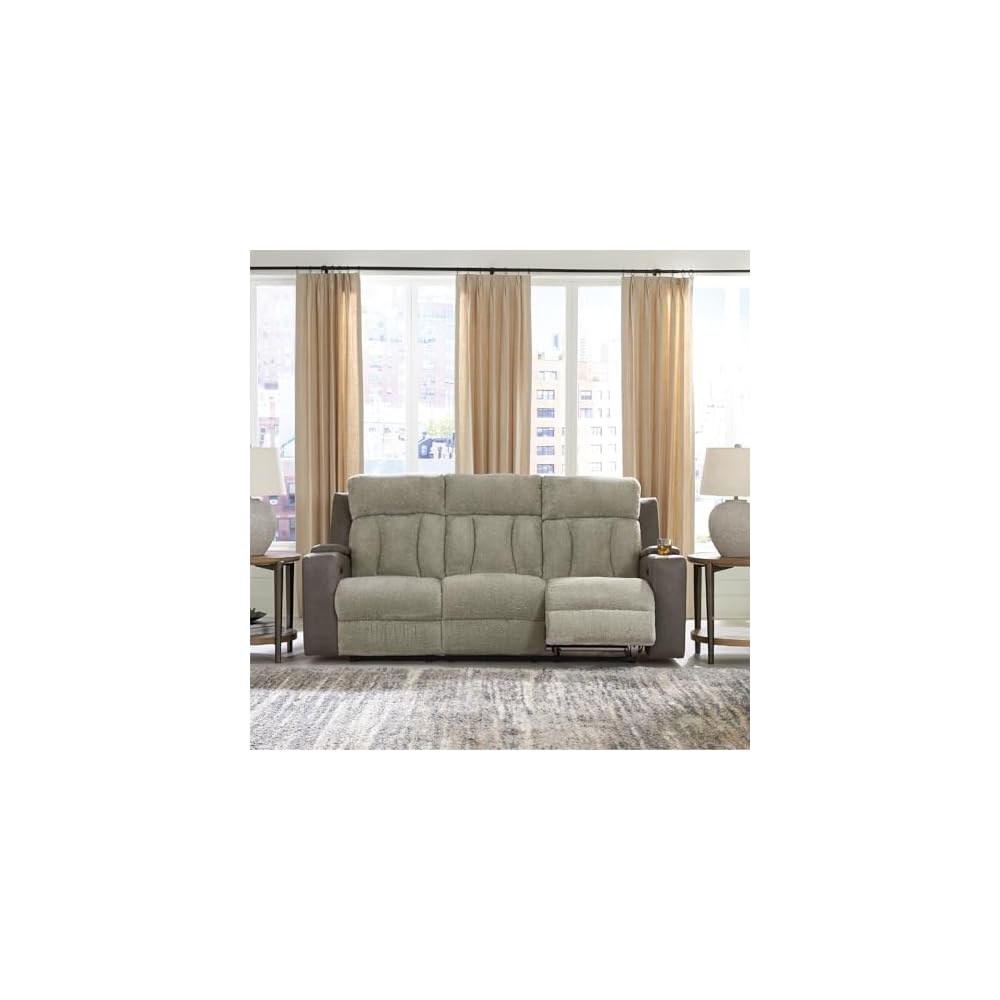 Signature Design by Ashley Power Reclining Sofa with Heat and Massage