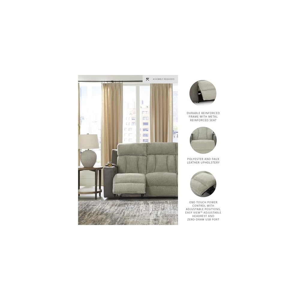 Signature Design by Ashley Power Reclining Sofa with Heat and Massage