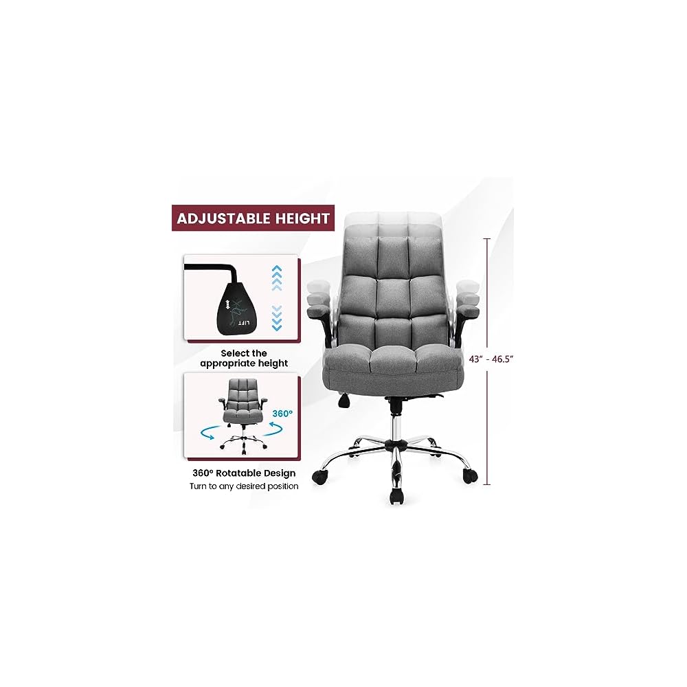 COSTWAY Ergonomic Home Office Chair with High Back and Rocking Function