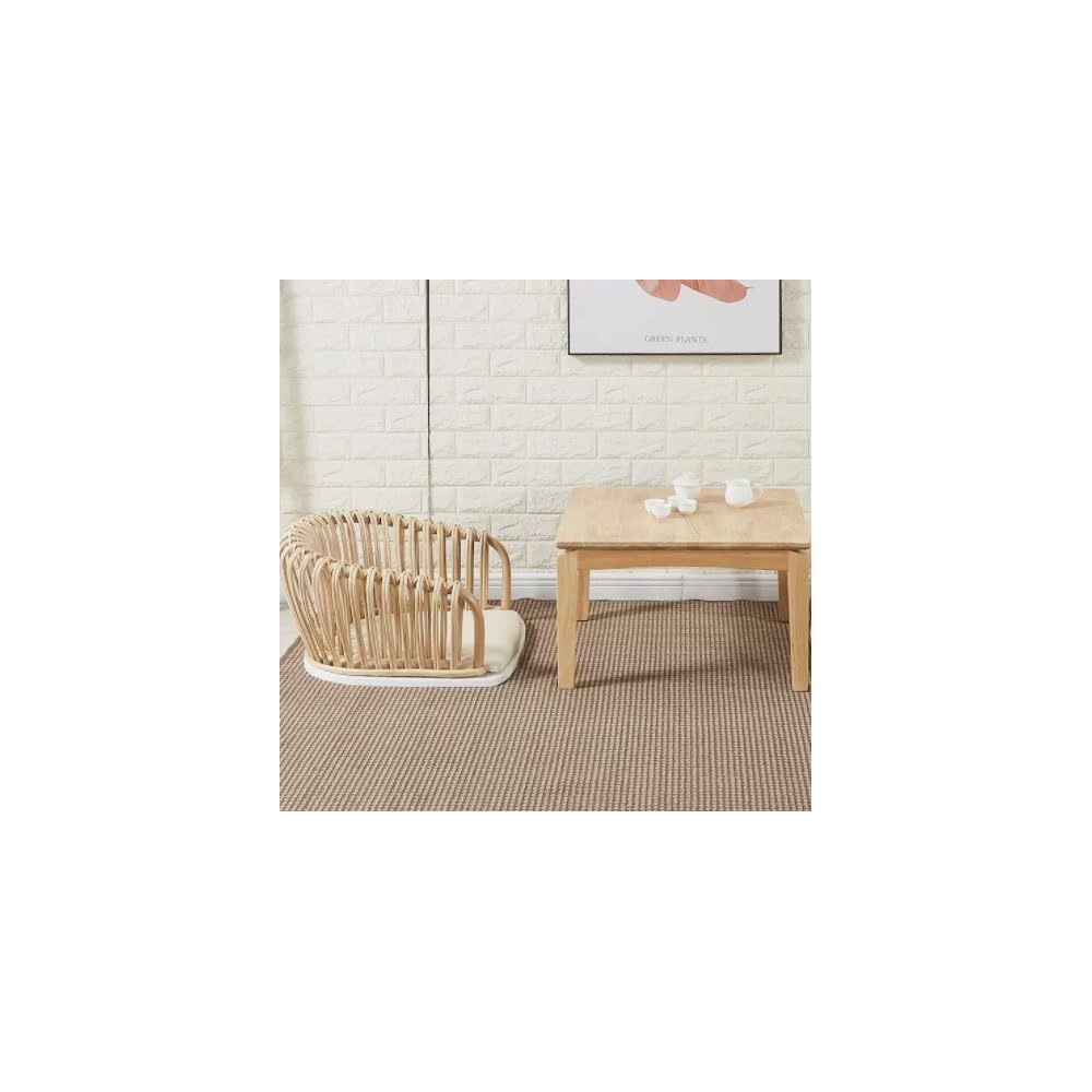 Portable Floor Chair, Traditional Rattan Legless Tatami Chair with Armrest and Backrest Floor Chair, Low Seat Chair with Comfortable Cushion, for Bay Window, Office, Home,