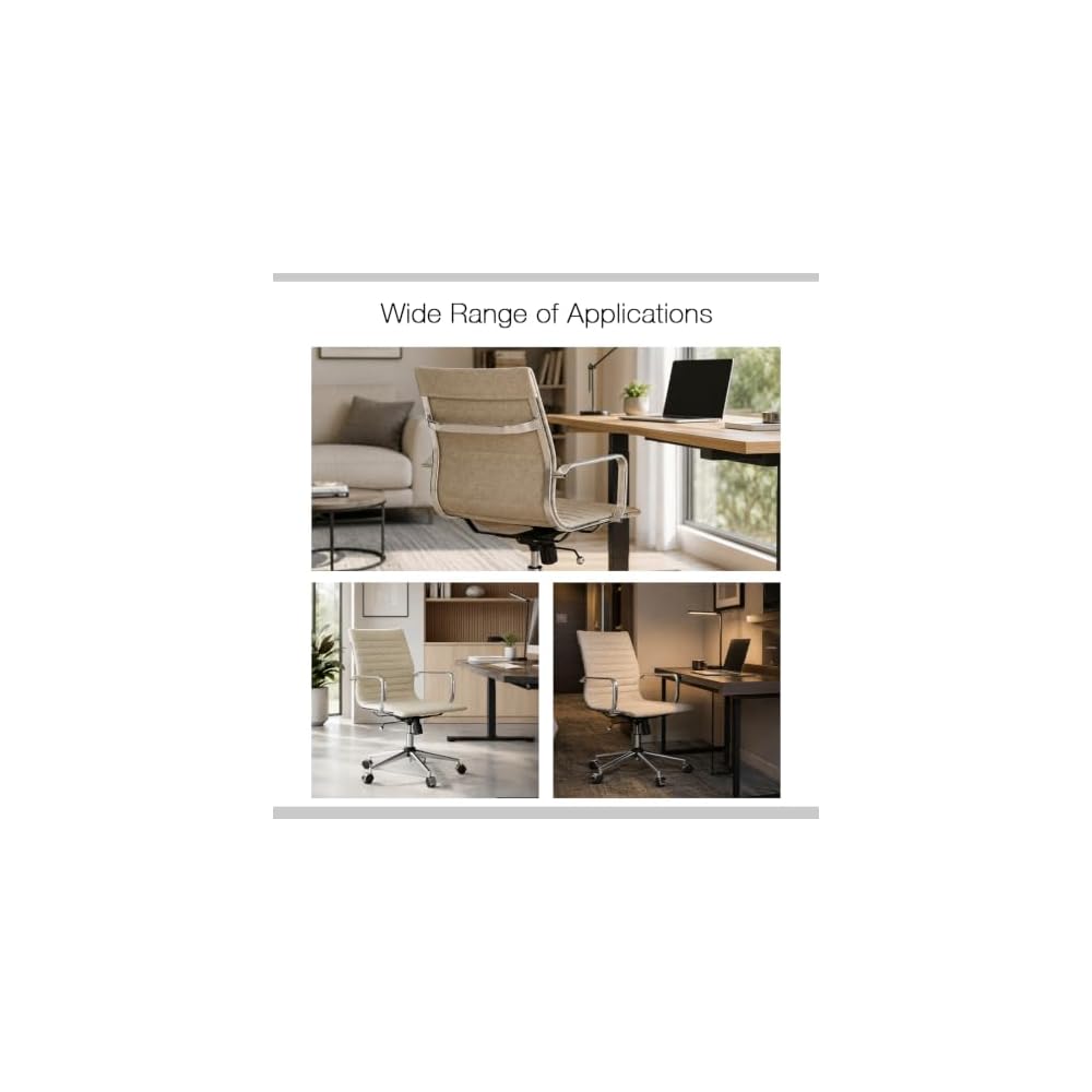 Office Chair, Ergonomic Desk Chair, Computer Chair with Armrests for Home Office，Cotton and Linen，Khaki