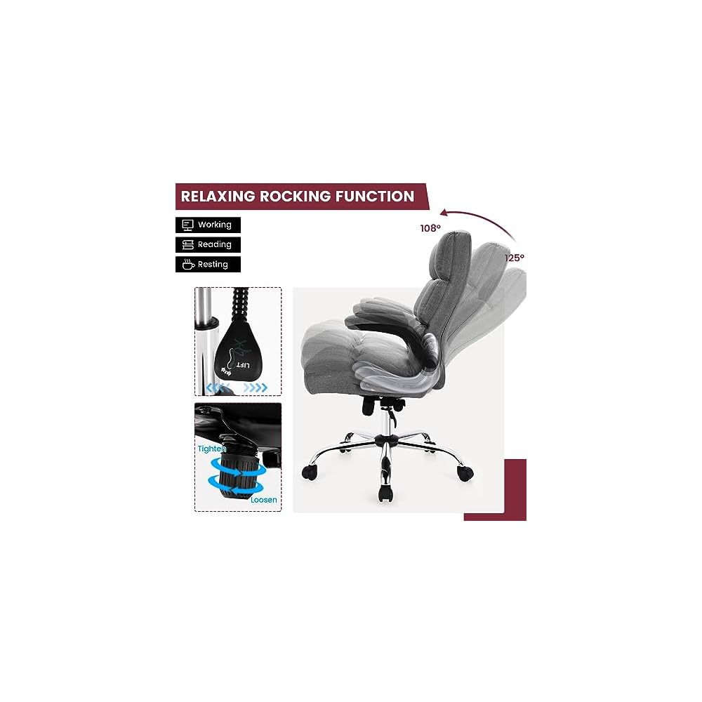 COSTWAY Ergonomic Home Office Chair with High Back and Rocking Function