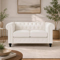 Naomi Home Emery Chesterfield Faux Leather Loveseat, White