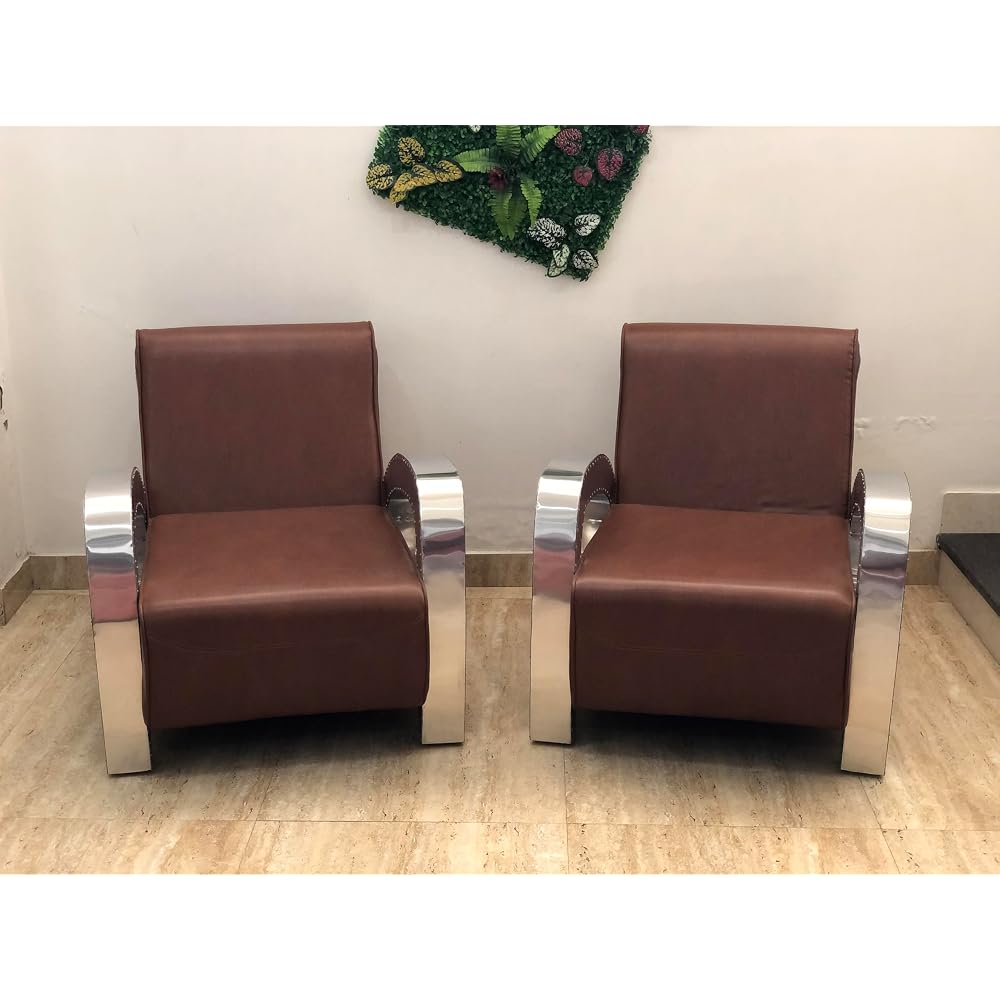ARTIZANSTORE Aviator Aluminium Tomcat Chair Home and Office Vintage Decor (Set of 2)