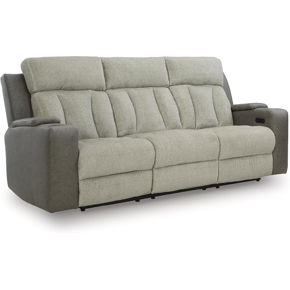Signature Design by Ashley Power Reclining Sofa with Heat and Massage