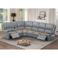 Yolsali 6 Seater Reclining Sofa Set, Modern Living Room Couch Set (Pu,Grey)