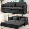 78" W Queen Size Pull Out Sleeper Sofa Bed Couch, 3 in 1 Convertible Sleeper Sofa Beds with Side Pocket, Loveseat Sleepers Pull Out Couch Beds for Living Room Apartment