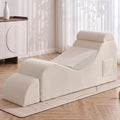 Convertible Yoga Chair for Adults, Ergonomic Lounge Chair Indoor with Side Pocket, Headrest, Waist Pad, Ottoman No Assembly Required(Beige)