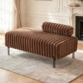 49.6" Faux Fur Loveseat Couch with Adjustable Bolster Backrest,Brown Small Couch for Bedroom,Faux Fur Mini Sofa,Small Couches for Living Room